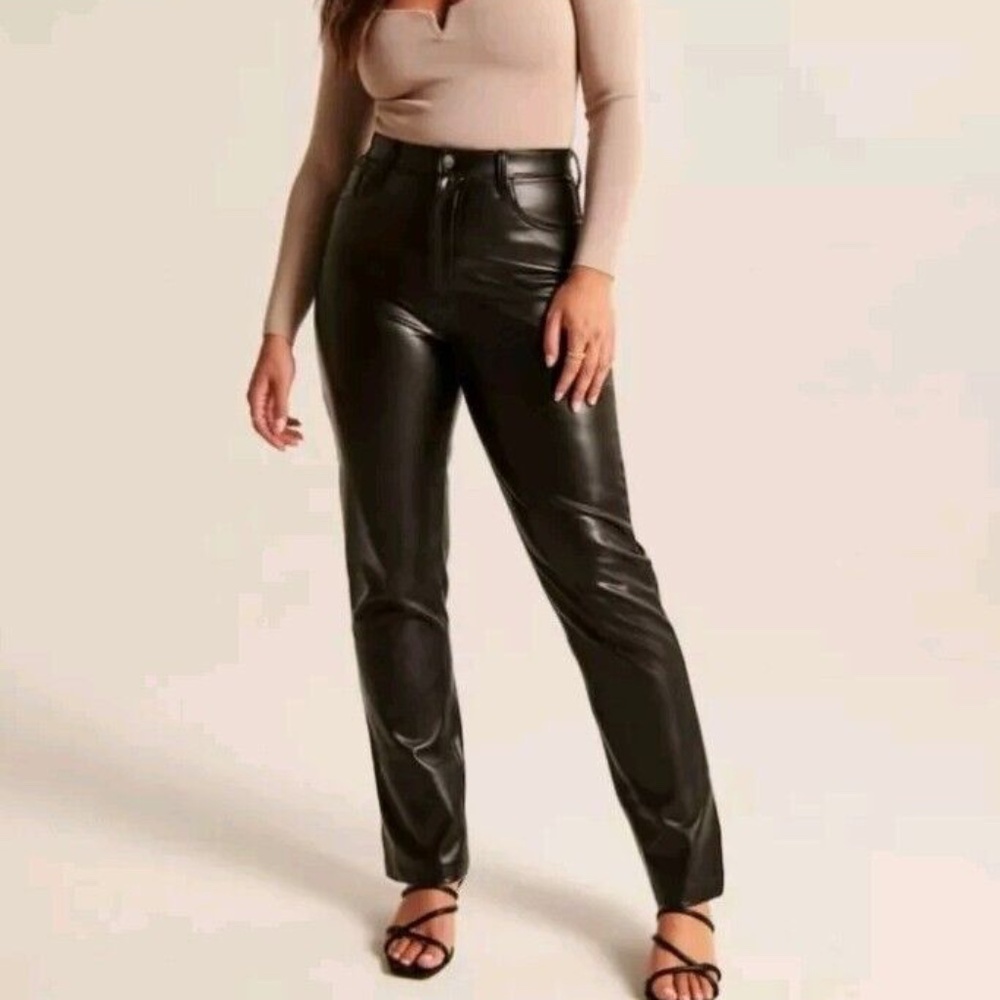 Vegan Leather Ankle Straight Ultra High Rise Classy Boho Bohemian Chic Pants